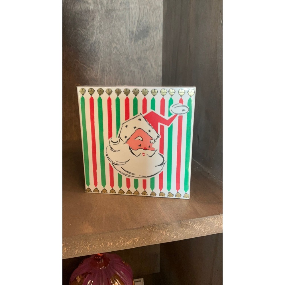Anthropologie Archivist Christmas Santa Matchbox Red Green Gold Holiday Decor